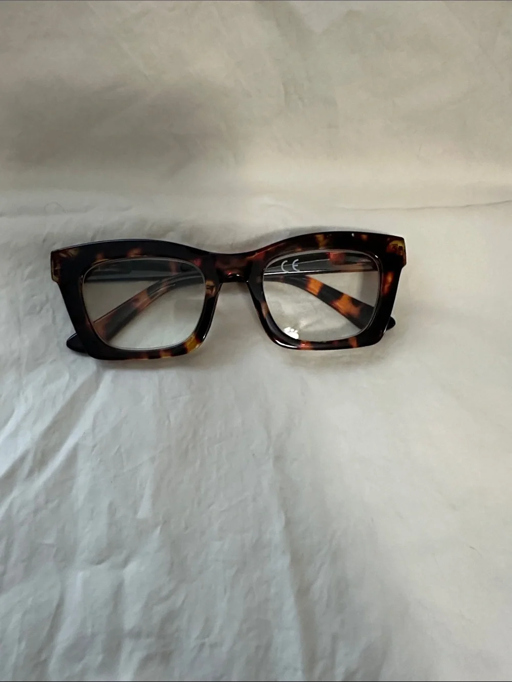 Ladies Tortoiseshell Square Frame Glasses - Brown +3.00 and bluelight blocker